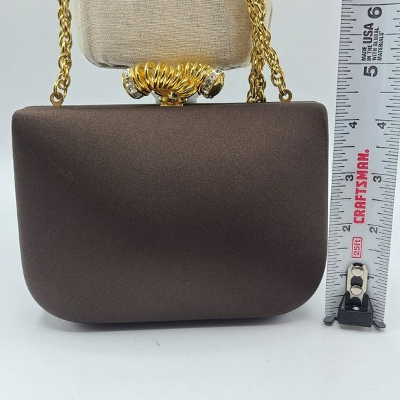 RODO Swarovski Italy Satin Handbag Clutch Purse Shoulder Evening Bag - Picture 4 of 12